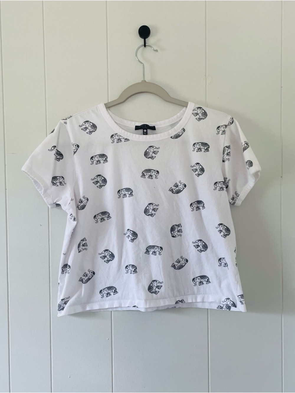 Girl's White Elephant Print Tee